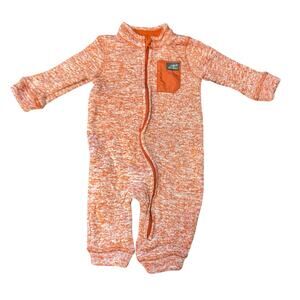 Eddie Bauer Baby Boy Size 6-9 Month Orange Radiator Fleece One Piece Zip Up